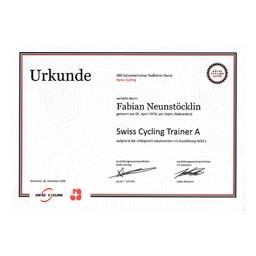 2020.09 - Urkunde Swiss Cycling Trainer A